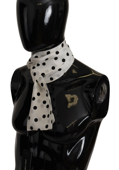 Dolce & Gabbana Elegant Silk Mens Scarf in Black and Men's White