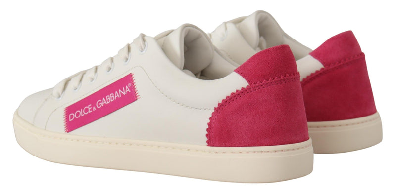 Dolce & Gabbana Elegant White Leather Low-Top Women's Sneakers