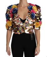 Dolce & Gabbana Crystal Sequined Floral Jacket Women's Coat