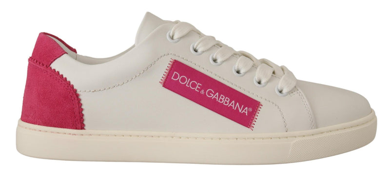 Dolce & Gabbana Elegant White Leather Low-Top Women's Sneakers