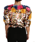 Dolce & Gabbana Crystal Sequined Floral Jacket Women's Coat