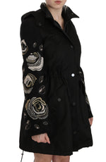 John Richmond Elegant Black Beaded Parka Jacket for Women's Women