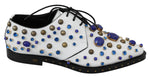 Dolce & Gabbana Elegant White Leather Dress Shoes With Women's Crystals