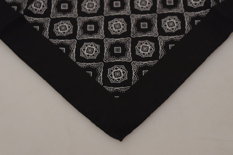 Dolce & Gabbana Black Geometric Patterned Square Handkerchief Men's Scarf