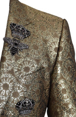 Dolce & Gabbana Gold Crystal Crown Bee MARTINI Blazer Men's Jacket