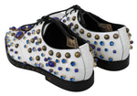 Dolce & Gabbana Elegant White Leather Dress Shoes With Women's Crystals