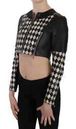 John Richmond Chic Biker-Inspired Cropped Leather Women's Jacket