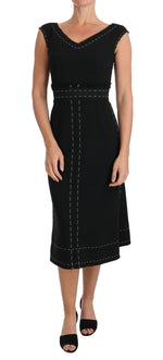Dolce & Gabbana Elegant Black Sheath Wool Women's Dress