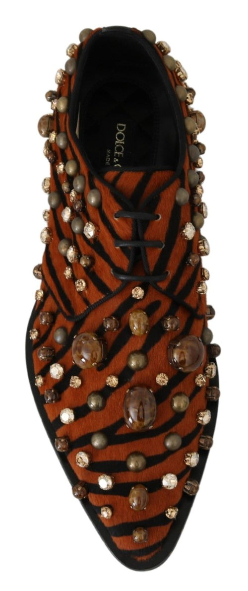 Dolce & Gabbana Tiger Pattern Crystal Embellished Women's Flats