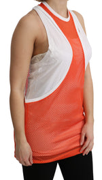 Dsquared² Orange White Crewneck Sleeveless Tank T-shirt Dress Women's Top