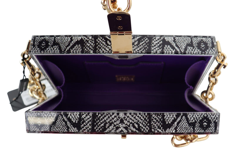 Dolce & Gabbana Gray Resin Dolce Box Clutch with Gold Women's Details