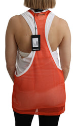 Dsquared² Orange White Crewneck Sleeveless Tank T-shirt Dress Women's Top