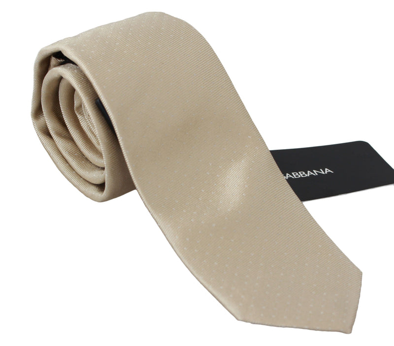 Dolce & Gabbana Solid Light Brown 100% Silk Classic Wide Men's Necktie