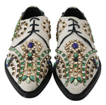 Dolce & Gabbana White Suede Crystal Dress Broque Women's Shoes