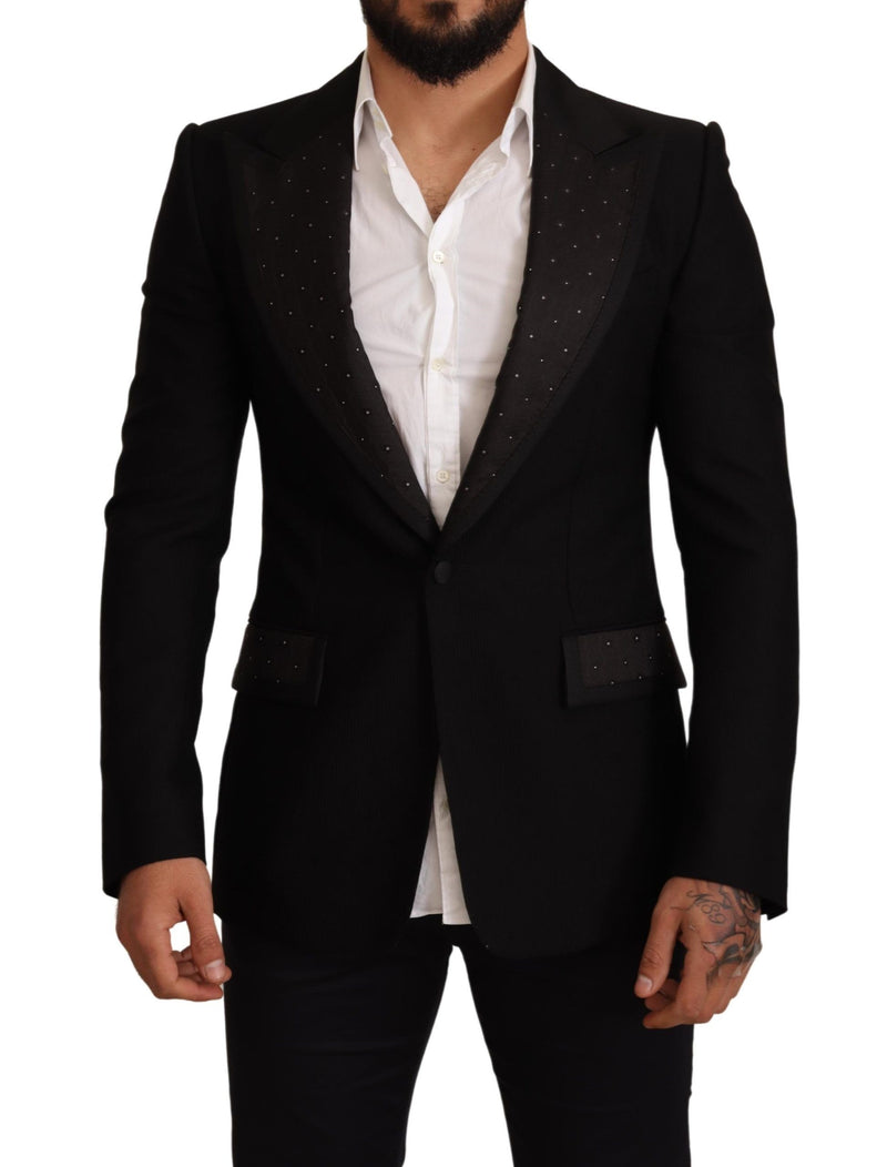 Dolce & Gabbana Black Wool Slim Fit Coat Blazer Men's Jacket