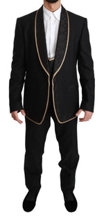 Dolce & Gabbana Black Single Breasted 3 Piece SICILIA Men's Suit