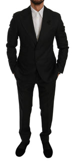 Dolce & Gabbana Elegant Black Crystal-Embellished Two-Piece Men's Suit