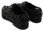 Dolce & Gabbana Black Leather Crystals Dress Broque Women's Shoes