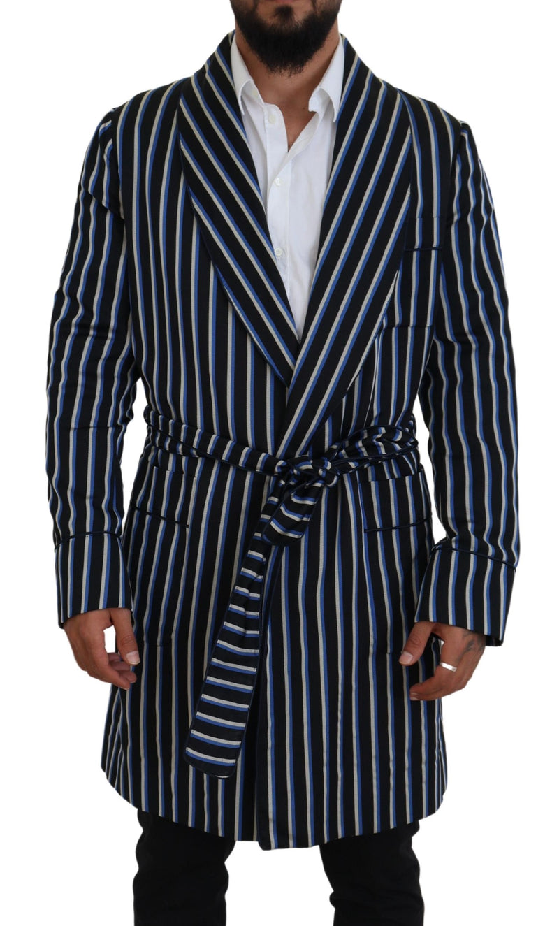 Dolce & Gabbana Elegant Striped Silk Blend Men's Robe