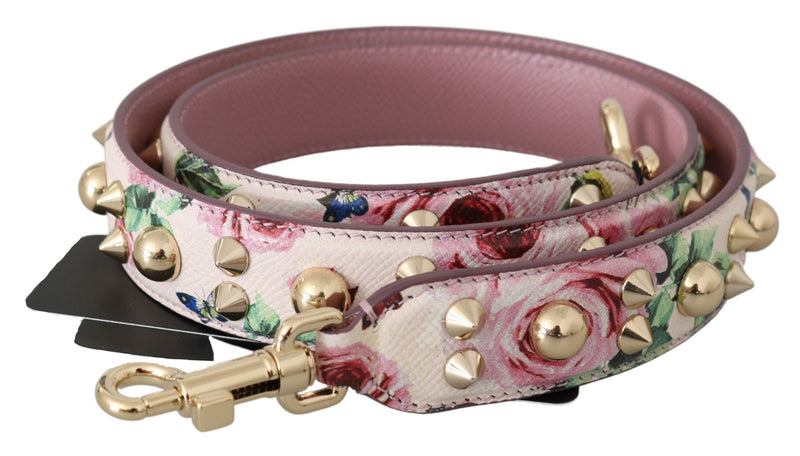 Dolce & Gabbana Chic Floral Pink Leather Shoulder Women's Strap