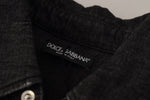 Dolce & Gabbana Gray Cotton Stretch Button Down Denim Men's Shirt