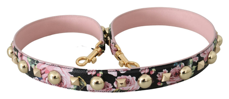 Dolce & Gabbana Pink Floral Leather Stud Accessory Shoulder Women's Strap