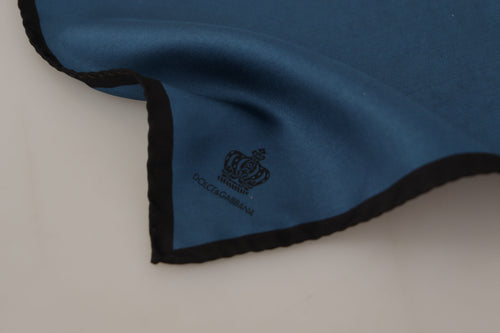 Dolce & Gabbana Black Blue DG Crown Printed Square Handkerchief Men's Scarf
