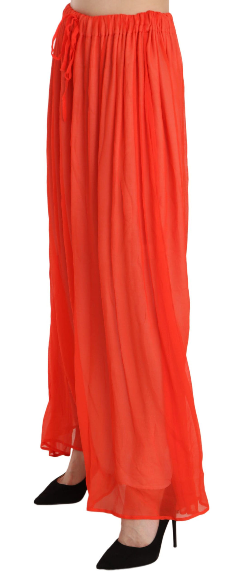 Jucca Elegant Orange Pleated Maxi Women's Skirt