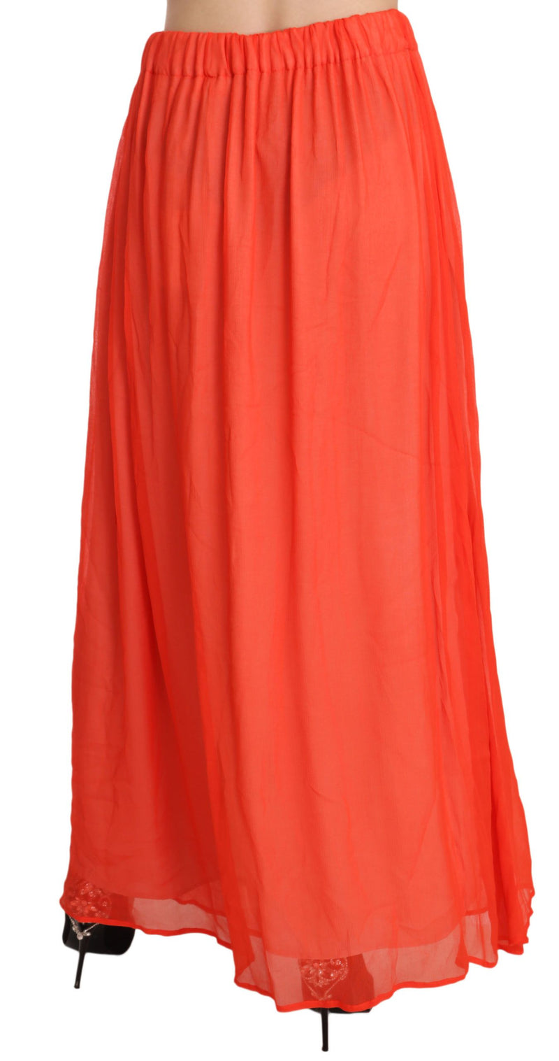 Jucca Elegant Orange Pleated Maxi Women's Skirt