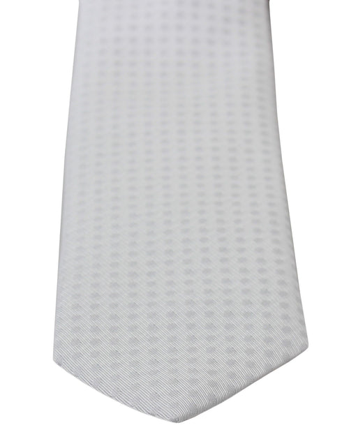 Dolce & Gabbana Elegant White Patterned Silk Blend Neck Men's Tie