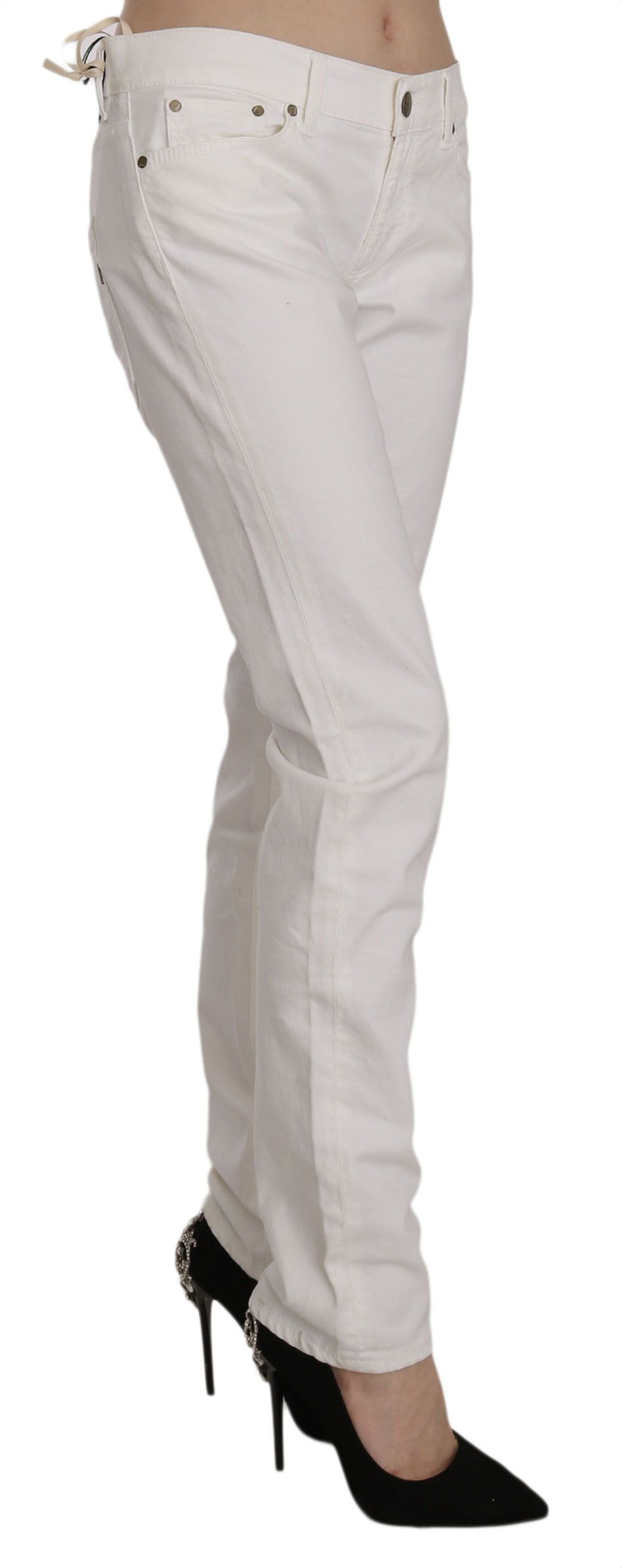 Dondup Chic White Skinny Cotton Blend Women's Pants