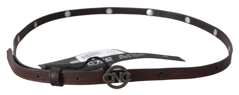Costume National Elegant Brown Leather Belt with Rustic Women's Hardware