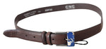 Costume National Elegant Brown Leather Classic Belt with Silver-Tone Women's Buckle