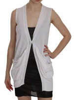 PINK MEMORIES Elegant Sleeveless Cotton Vest in Pristine Women's White