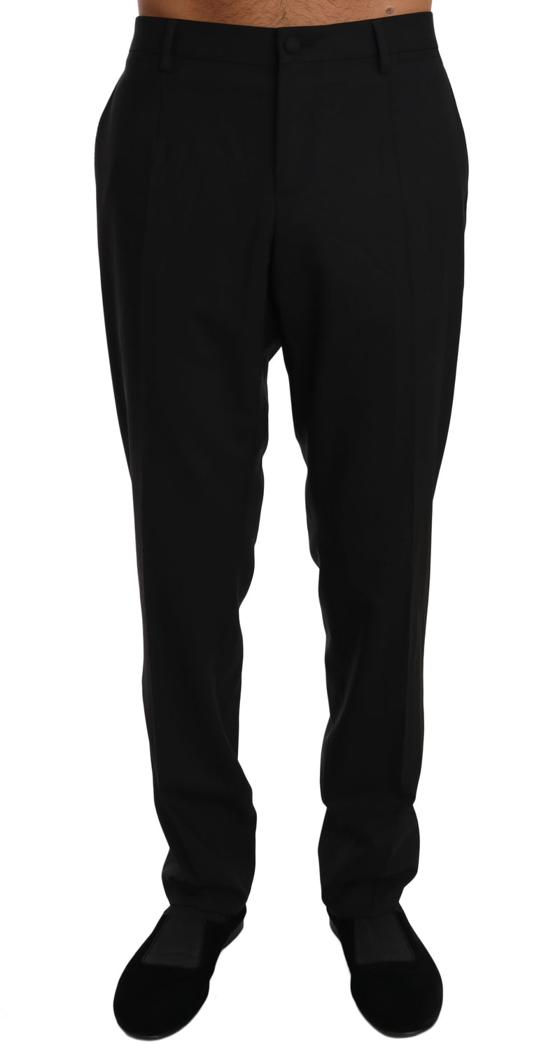 Dolce & Gabbana Black Wool Stretch Dress Trousers Men's Pants