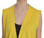 PINK MEMORIES Yellow 100% Cotton Sleeveless Cardigan Top Women's Vest