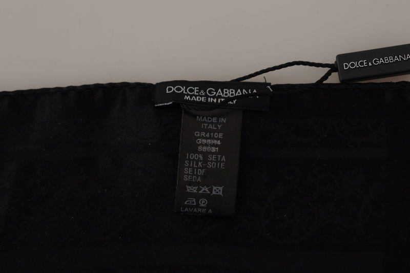 Dolce & Gabbana Black Flora Design Mens Square Handkerchief Men's Scarf