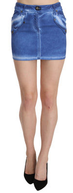 PLEIN SUD Chic Blue Mini Cotton Skirt with Zip Women's Detail