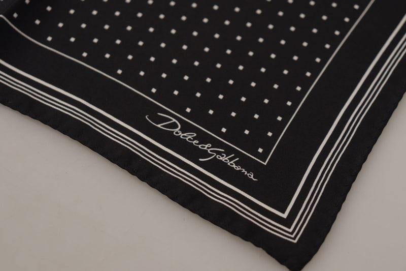 Dolce & Gabbana Black Polka Dots DG Logo Square Men's Handkerchief