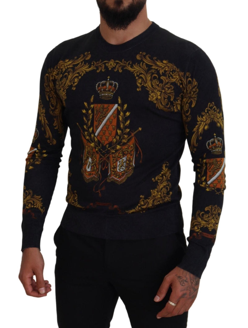 Dolce & Gabbana Baroque Medal Motive Silk Men's Sweater