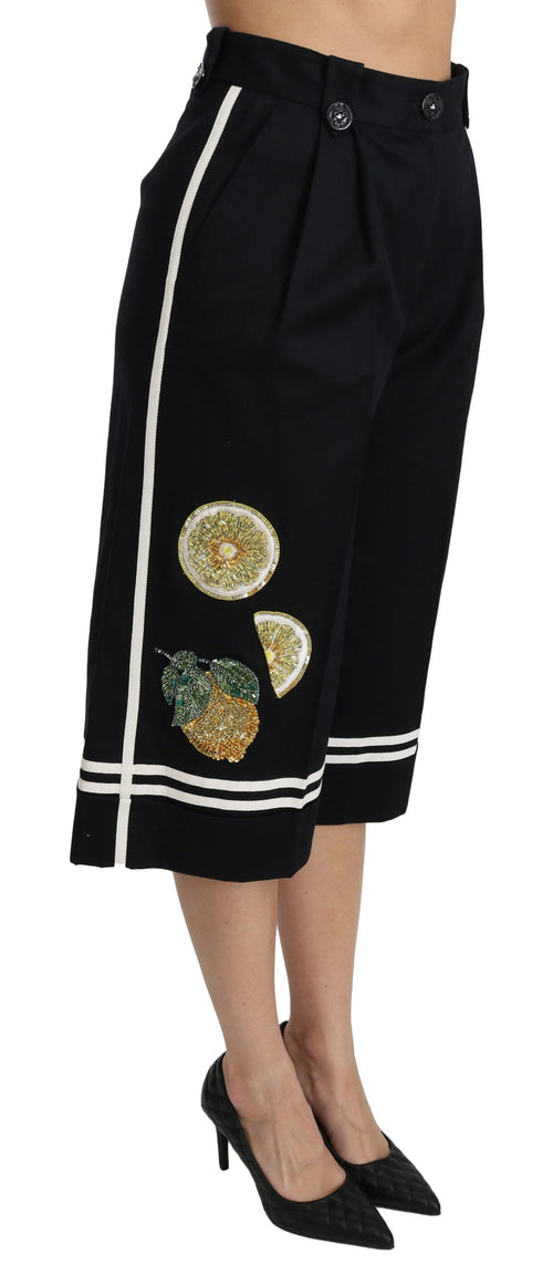 Dolce & Gabbana High Waist Palazzo Cropped Pants in Black Women's Lemon