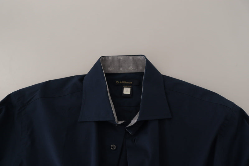 Roberto Cavalli Navy Elegance Cotton Dress Men's Shirt