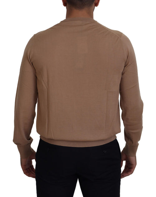 Dolce & Gabbana Beige Cashmere Crown Logo Pullover Men's Sweater