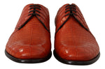 Dolce & Gabbana Exotic Orange Croc Leather Laceup Dress Men's Shoes