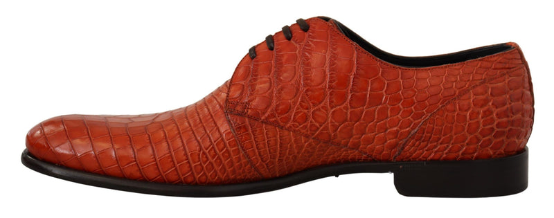 Dolce & Gabbana Exotic Orange Croc Leather Laceup Dress Men's Shoes