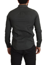 GF Ferre Sleek Dark Gray Cotton Casual Men's Shirt