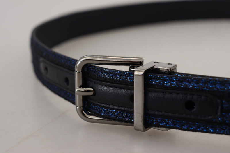 Dolce & Gabbana Elegant Blue Jacquard Leather Men's Belt