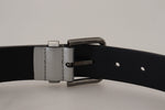 Dolce & Gabbana Chic Silver Leather Belt with Metal Men's Buckle