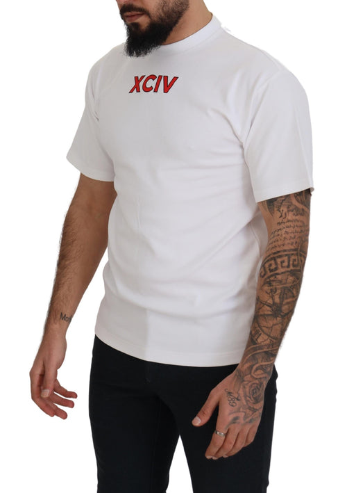 GCDS White Logo Print Cotton Short Sleeves Men's T-shirt