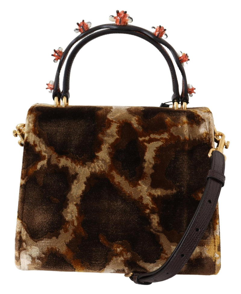 Dolce & Gabbana Elegant Giraffe Pattern Welcome Bag with Gold Women's Accents